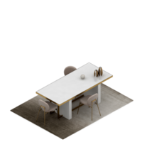 Isometric Table Set 3D render png