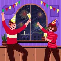 Celebrating New Year Fireworks Indoor vector