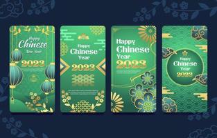 plantilla genérica de redes sociales de año nuevo chino verde jade vector