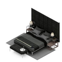 Isometric Bedroom 3D render png