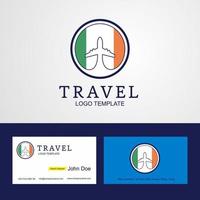 Travel Ireland Creative Circle flag Logo and Business card design vector