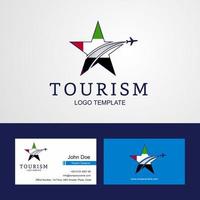 Travel UAE flag Creative Star Logo and Business card design vector