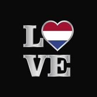 amor tipografía holanda bandera diseño vector hermosa letras