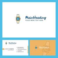 Watch Logo design with Tagline Front and Back Busienss Card Template Vector Creative Design