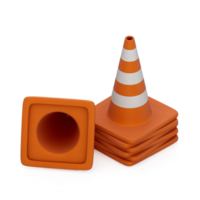 renderização 3d de cone de aviso isométrico png