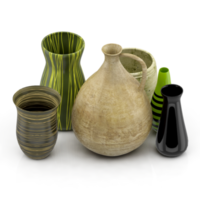 vases isométriques rendu 3d png