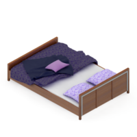 Isometric Bedroom 3D render png