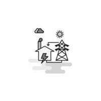 Electric power Web Icon Flat Line Filled Gray Icon Vector