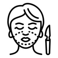 icono de estiramiento facial quirúrgico, estilo de esquema vector