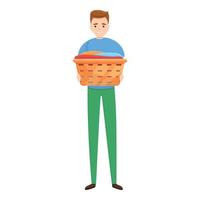 Clothes basket icon, cartoon style vector