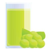 Grapes juice glass icon, cartoon style vector