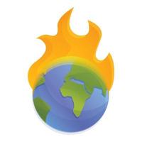 Global warm flame icon, cartoon style vector