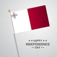 diseño tipográfico del día de la independencia de malta con vector de bandera