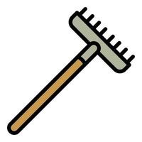 Gardening wood rake icon, outline style vector