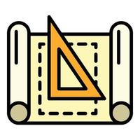 Architect triangle paper icon, outline style vector