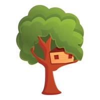 icono de la casa del árbol de la infancia, estilo de dibujos animados vector