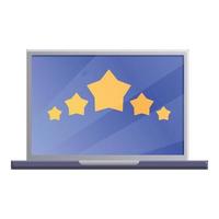 Laptop product review icon, cartoon style vector