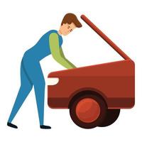 Worker opened trunk icon, cartoon style vector