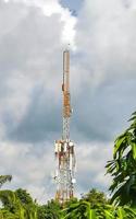 Red white 5G tower radiation in Puerto Escondido Mexico. photo