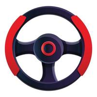 Video game steering wheel icon, cartoon style vector