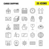 Cargo Shipping Line Icon for Web Print and Mobile UXUI Kit Such as Shield Cargo Security Delivery Mobile Cell Cargo Box Pictogram Pack Vector