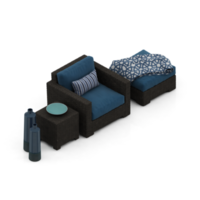 Isometric Armchair Isolated 3D render png