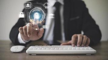 Cyber Protection Data Security Internet Privacy Internet technology concept on virtual screen. photo
