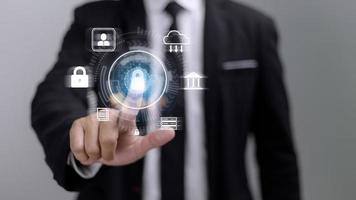 Cyber Protection Data Security Internet Privacy Internet technology concept on virtual screen. photo