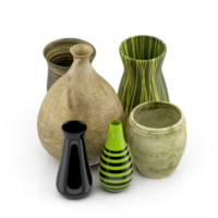 Isometric Vases 3D render png