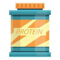 Protein sports nutrition icon, cartoon style vector