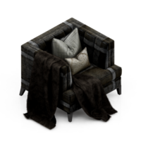 Isometric Chair 3D isolated rendering png