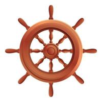 Captain ship wheel icon, cartoon style vector