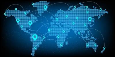 conexión de mapa mundial fondo de sitio web moderno futurista o vector de portada para concepto de tecnología y finanzas y empresa futura de educación