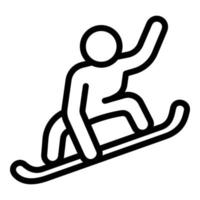 hombre, snowboard, icono, contorno, estilo vector