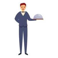 Dish butler icon, cartoon style vector