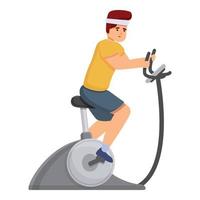 Race exercise bike icon, cartoon style vector