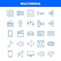 icono de línea multimedia para impresión web y kit uxui móvil, como hardware de teléfono móvil, cámara, imagen de vídeo, paquete de pictogramas de película, vector