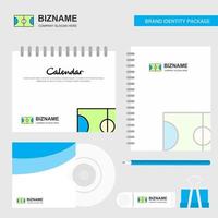 Football ground Logo Calendar Template CD Cover Diary and USB Brand Stationary Package Design Vector Template