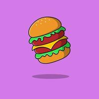 ilustración de iconos de vector de dibujos animados de hamburguesa. concepto de caricatura plana. adecuado para cualquier proyecto creativo.