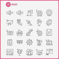 Music Line Icons Set For Infographics Mobile UXUI Kit And Print Design Include Music Play File Data Music Play Setting Gear Icon Set Vector