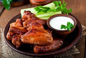 Baked chicken wings with teriyaki sauce photo