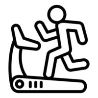 Boy running at treadmill icon, outline style vector