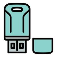 Photo usb flash card icon, outline style vector