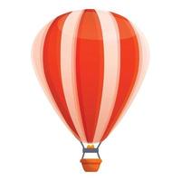 Red white air balloon icon, cartoon style vector