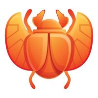 Sun scarab beetle icon, cartoon style vector