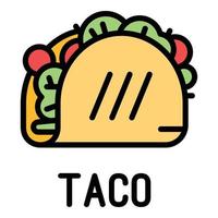 icono de taco, estilo de esquema vector