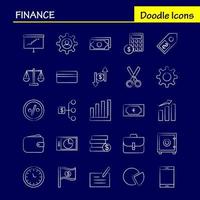 Finance Hand Drawn Icons Set For Infographics Mobile UXUI Kit And Print Design Include Pie Chart Graph Business Presentation Bell Ringing Ring Collection Modern Infographic Logo and Pictogr vector