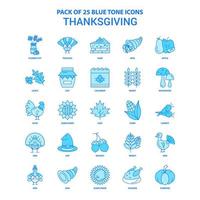 Thanksgiving Blue Tone Icon Pack 25 Icon Sets vector