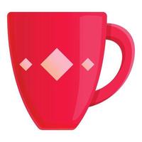 Red mug icon, cartoon style vector