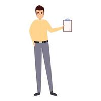 Successful businessman to do list icon, cartoon style vector